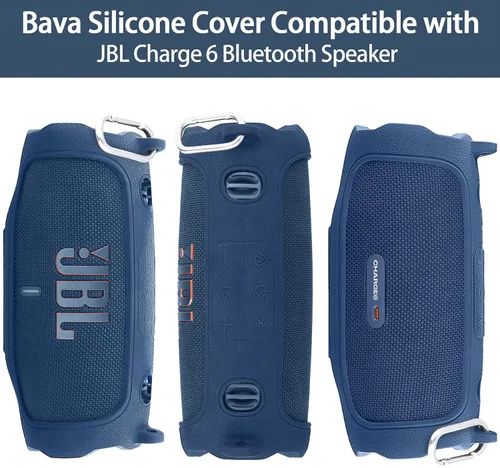 Vista 77 de Funda de silicona compatible con JBL Charge 5 Altavoz Bluetooth portátil impermeable (Cubierta de silicona negra)