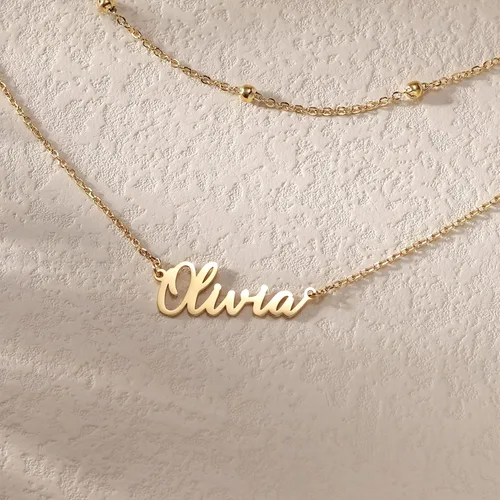 Vista 4 de DayOfShe - Pulsera de barra de nombre personalizada de acero inoxidable, grabado a medida, para parejas