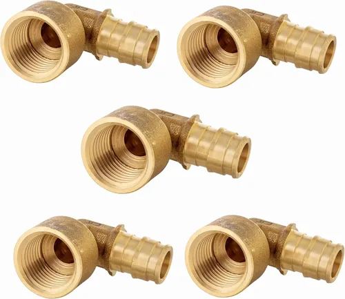 Vista 8 de Paquete de 2 accesorios de latón de expansión EFIELD Pex A de 1/2 x 1/2 pulgadas, codo hembra NPT para conexión de tubo Pex-A, ASTM F1960