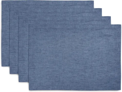 Vista 48 de Solino Home Athena - Juego de 4 manteles individuales cuadrados de lino natural claro de 14 x 14 pulgadas, manteles individuales 100 % lino puro