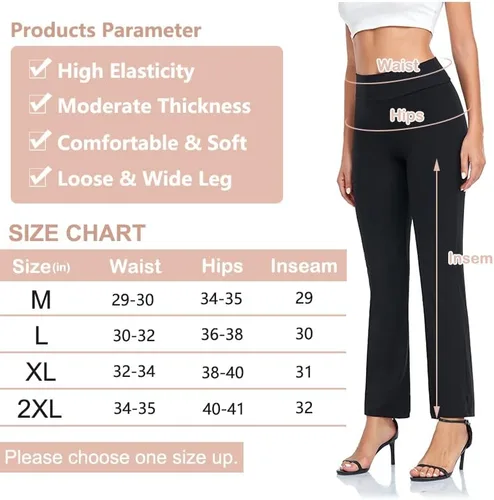 Vista 6 de Pantalones de yoga para mujer, cintura alta, pantalones de yoga negros para mujer, leggings rectos sueltos, cómodos, modales, pantalones largos