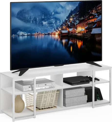 Vista 23 de Furinno Clásico Moderno Soporte de TV para Sala de Estar, Centro de Entretenimiento con Estantes Abiertos, para Televisores de hasta 60 Pulgadas