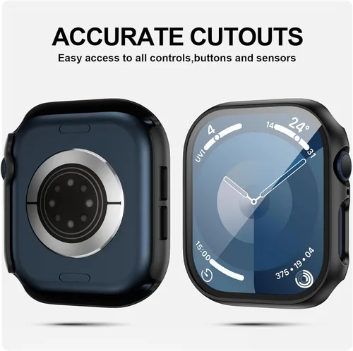 Vista 4 de Paquete de 6 fundas para Apple Watch Series 10 de 42mm con protector de pantalla de vidrio templado, JZK protector delgado con cobertura completa