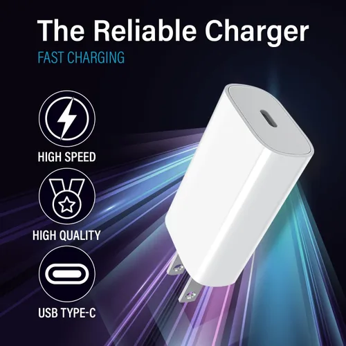 Vista 4 de SOLUM 25W USB C Slim Charger Block Lightening Fast Wall Charging Adapter Single Port Plug Compatible con iPhone 16 15 14 13 12, Samsung S25 S24 S23