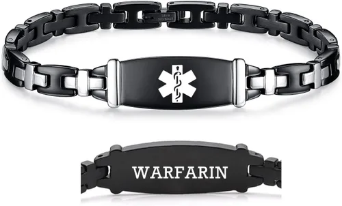 Vista 112 de LinnaLove Lady Medical Alert - Pulseras médicas de acero inoxidable para mujer, 7.5 pulgadas