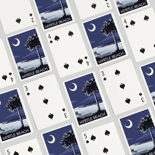 Vista 4 de Lantern Press Myrtle Beach, Carolina del Sur, Palmetto Moon (52 cartas de juego, baraja de cartas de tamaño póquer con comodines)