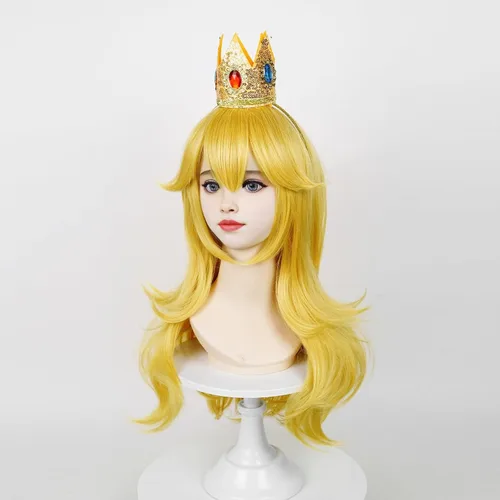 Vista 7 de SL Peluca rubia de princesa para disfraz de melocotón Cosplay
