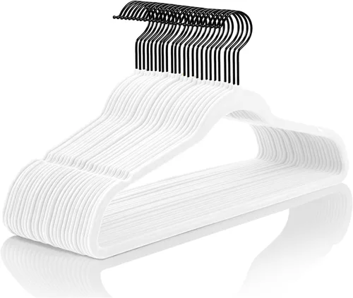 Vista 10 de MIZGI - Perchas de terciopelo premium - de alta resistencia, antideslizantes, (paquete de 50 unidades), ganchos color azul agua y dorado rosa