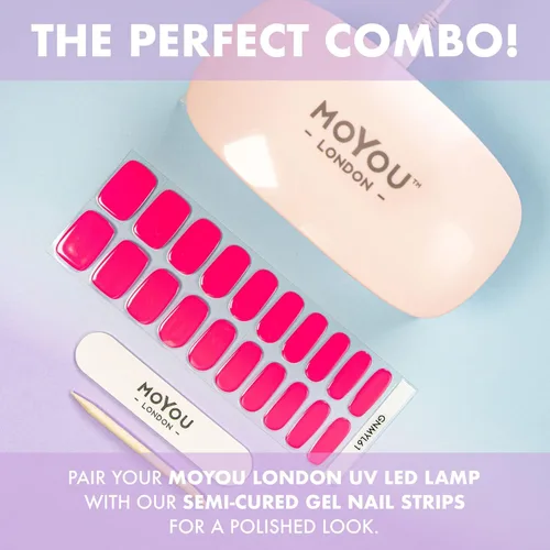 Vista 6 de MOYOU LONDON Tiras de uñas de gel semicuradas de color liso, 20 unidades. Envolturas de uñas de gel UV para manicura de calidad de salón, fácil