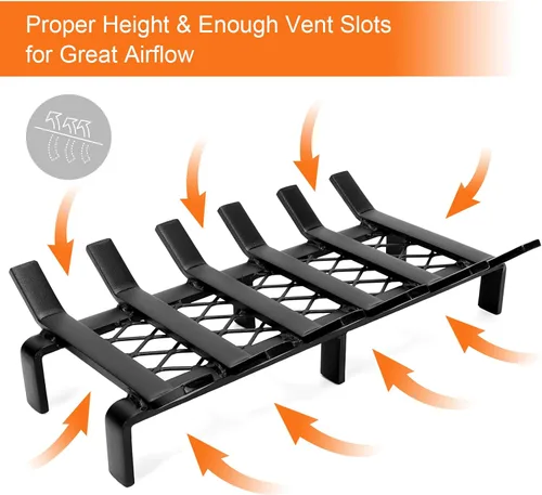 Vista 3 de WILLOW WEAVE - Rejilla para chimenea de 17 pulgadas con retenedor de brasas, rejilla para estufa de leña Solid Steel Fireplace Log Holder, Heavy