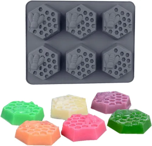 Vista 3 de Moldes de panal Molde de jabón de silicona de abeja para jabones Panal hexagonal