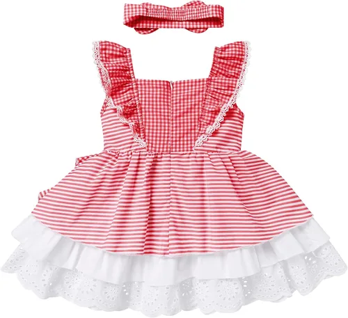 Vista 6 de Vestido de verano para niña con lazo floral y espalda descubierta fiesta de cumpleaños sin mangas vestido de flores con sombrero de paja vestido