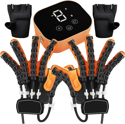 Vista 9 de Guantes de robot de rehabilitación, hemiplejia, artritis, ortesis de dedos, entrenador de rehabilitación de dedos para mano izquierda y derecha