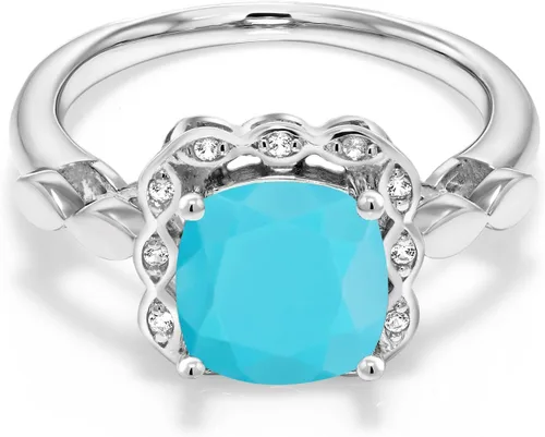 Vista 91 de Gem Stone King Anillo de compromiso de plata de ley 925 de 0.315 in con piedra natal y zafiro blanco creado Anillo de compromiso de boda