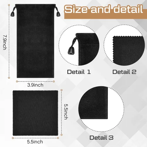 Vista 2 de Silkfly Funda de microfibra de 200 piezas, incluye 100 bolsas para lentes de sol, bolsa suave y delgada para lentes y 100 paños de limpieza