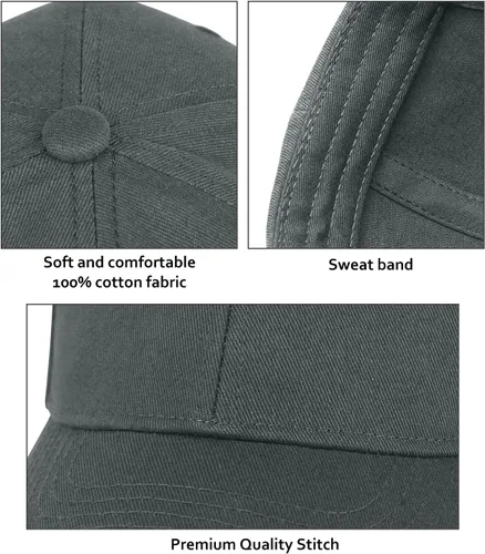 Vista 5 de Paquete de 3 gorras de béisbol unisex de algodón, ajustables, sin construir, para hombres, mujeres y hombres