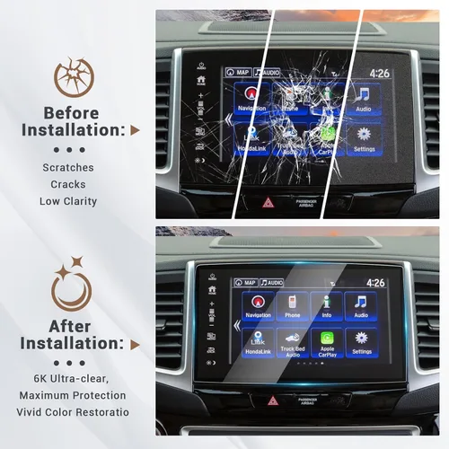 Vista 6 de Protector de pantalla de vidrio templado HD de 8 pulgadas Ridgeline 2020 para Ridgeline RT RTS Sport RTL RTL-T RTL-E de 8 pulgadas, protector