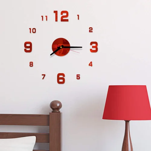 Vista 2 de AkoMatial Reloj de pared con efecto espejo acrílico 3D con efecto de espejo, calcomanía para decoración mural para el hogar y el dormitorio