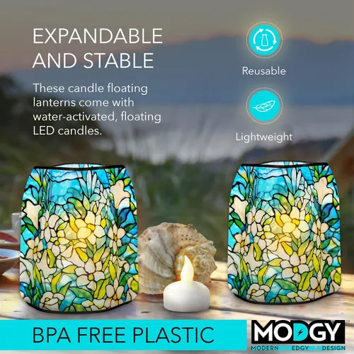 Vista 3 de MODGY Portavelas de Linterna LED Luminaria - Lámparas Decorativas de Plástico para Interiores y Exteriores para Centro de Mesa de Boda, Velas