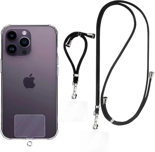 Vista 8 de Cordón para teléfono celular con 3 almohadillas, correa cruzada para el hombro, correa de hombro para teléfono móvil, cadena universal ajustable