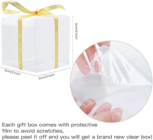 Vista 2 de Coobbar Caja de regalo transparente para dulces, paquete de 30 cajas vacías de plástico de PVC transparente para regalos de fiesta, boda, regalos