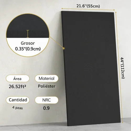 Vista 4 de TONOR Paneles acústicos grandes autoadhesivos, 4 paneles absorbentes de sonido de 44.1 x 21.7 pulgadas, paneles acústicos para decoración de paredes