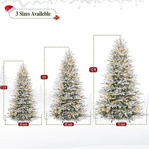 Vista 7 de 7.5FT Prelit Premium Flocked Christmas Tree, 3325 Realistic Tips Árbol flocado prémium
