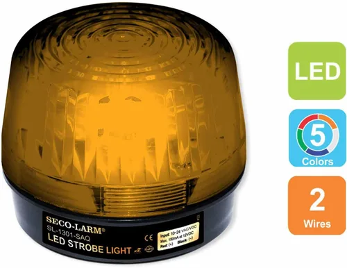 Vista 2 de Seco-Larm Enforcer - Luz estroboscópica LED con sirena programable incorporada, ámbar (SL-1301-SAQ/A)