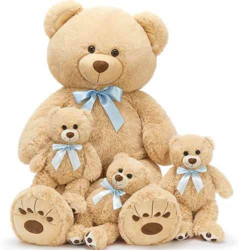Vista 8 de MorisMos Oso de Peluche Gigante Animal de Peluche con Osos Bebé, 35.4'' Oso Grande de Peluche Mamá, 3 Pequeños Osos de Peluche Animales de Peluche a