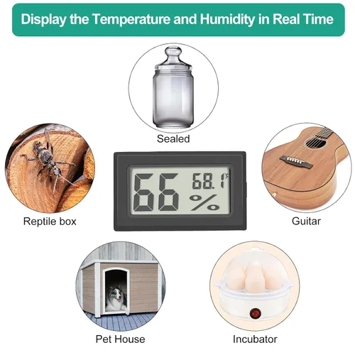 Vista 5 de Vaikby Paquete de 6 medidores de temperatura y humedad digitales mini, monitor de humedad interior, medidor de temperatura y humedad con Fahrenheit