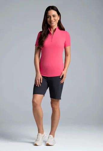 Vista 4 de IBKUL Women's Wear Sun Protective UPF 50+ Icefil Cooling Short Sleeve Mock Neck Top