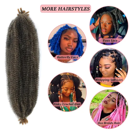 Vista 4 de Marley Twist - Cabello trenzado 1b/27 Afro Spring Cuban Twist Hair de 24 pulgadas, cabello trenzado trenzado trenzado jamaicano, extensiones