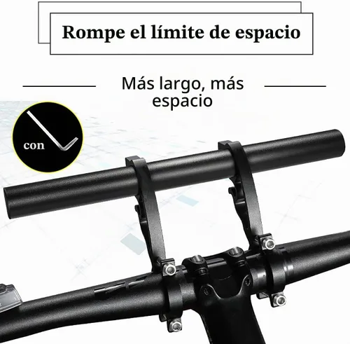 Vista 6 de XNX Extensión extensora de manillar doble de bicicleta de aleación de aluminio, accesorios de soporte de bicicleta súper largo, para soportes