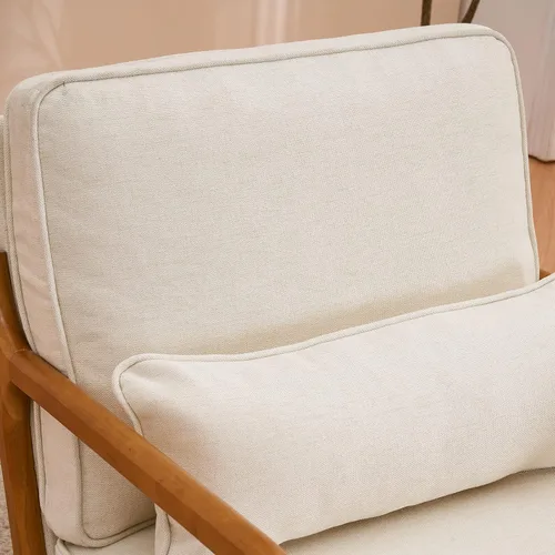 Vista 8 de Silla de ocio con reposabrazos y patas de madera maciza, silla de sala de estar moderna de mediados de siglo, sofá individual, para sala de estar