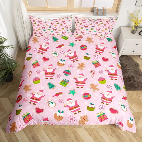 Vista 34 de Juego de funda de edredón con diseño de ciervo de cabaña, tamaño twin, juego de ropa de cama rústica de tablón de madera de árbol de Navidad