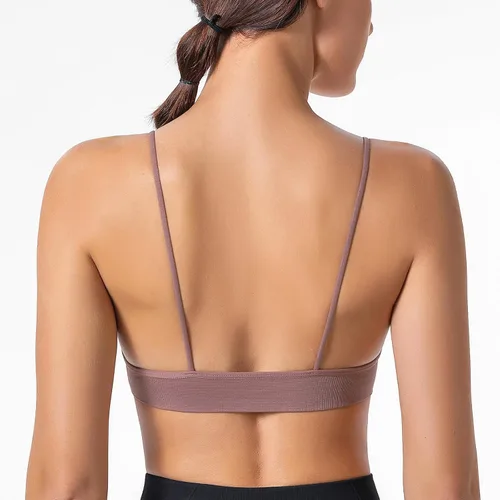 Vista 9 de Sujetador Deportivo para Mujer, Camiseta sin Mangas de Yoga a prueba de golpes, Sujetador de entrenamiento Frontal Correr