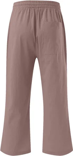 Vista 5 de WKSCLPAI Pantalones capri para mujer, casuales, de verano, talla grande, de lino, cintura alta, con cordón, pantalones cortos con bolsillos