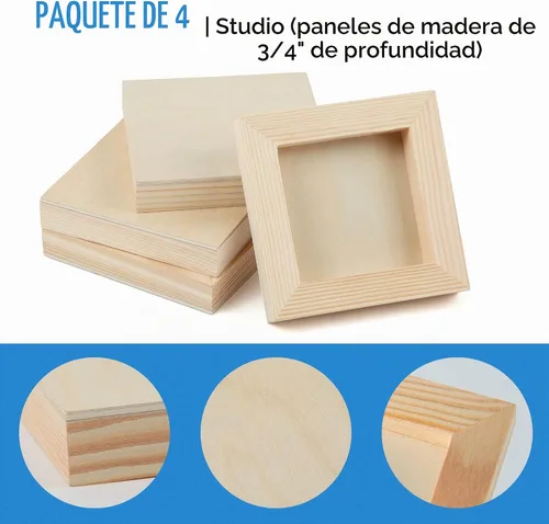 Vista 5 de Falling in Art Kit de paneles de madera de abedul sin terminar para pintura, lienzo de madera, paquete de 4 unidades de 4 x 4 pulgadas de estudio