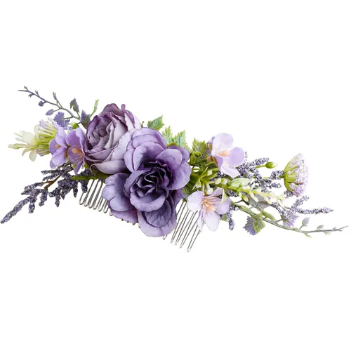 Vista 8 de Peineta de flores para novia - Peineta de flores blancas hecha a mano para accesorios florales para el cabello de boda para novia, dama de honor