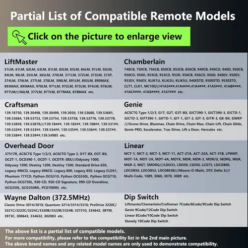 Vista 3 de Control remoto universal para abridor de puerta de garaje compatible con LiftMaster Chamberlain Genie Craftsman Linear Wayne Dalton con botón