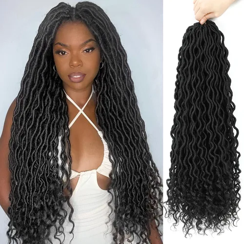 Vista 70 de Cabello Corto de Locs Falsos para Crochet Pre-Enrollado 12 Pulgadas 6 Paquetes Cabello de Locs de Diosa para Crochet Locs Falsos Suaves con Puntas