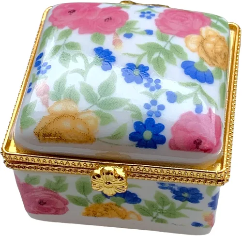 Vista 8 de Evenchae Caja de porcelana en miniatura Joyería, baratijas, recuerdos, recuerdos Listo para regalo con bolsa de terciopelo con cordón