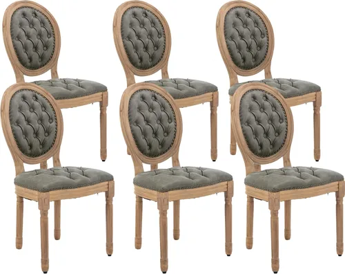 Vista 23 de LKTART Juego de 2 sillas de comedor francesas de piel sintética con botón y cabezal de clavos para sala de estar, cocina, sillas laterales ovaladas