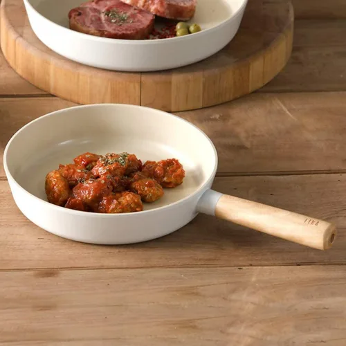 Vista 6 de FIKA - Sartén antiadherente de 9.5 pulgadas con mango de madera, utensilios de cocina compatibles con inducción para todas las estufas, sartén
