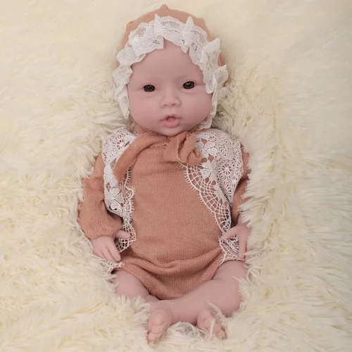 Vista 6 de EQAIWUJIE Muñeca Reborn de silicona de 18.5 pulgadas de cuerpo completo de silicona para bebé recién nacido real (marfil, niña de 18.5 pulgadas)