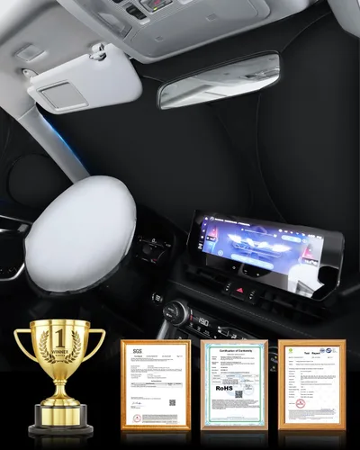 Vista 9 de Accesorios para parasol de ventana – Kit de visera triangular para parabrisas delantero y trasero – Protección contra rayos UV y privacidad