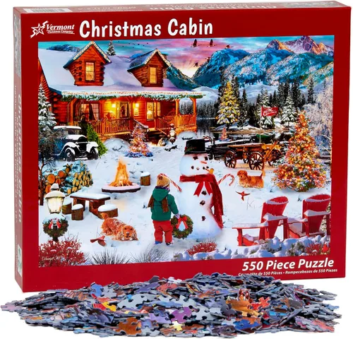 Vista 4 de Rompecabezas de cabina de Navidad de 550 piezas por Vermont Christmas Company