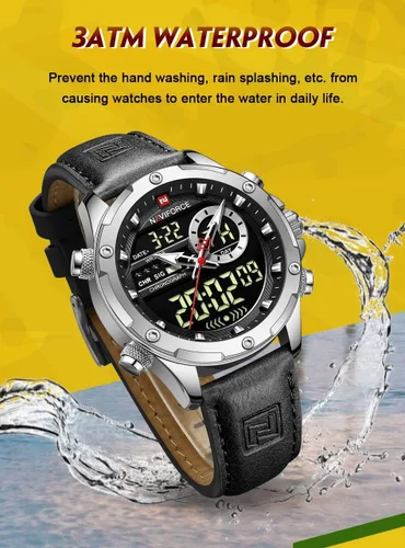 Vista 7 de AIMES Watches for Men Military Digital Sport Stylish Casual Analog Quartz Waterproof Watch Multifunction Leather Business Dress Wristwatch for Men