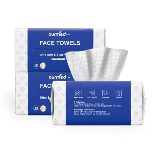 Vista 17 de Ourmed Life Toallas faciales desechables biodegradables limpias para piel sensible, paños faciales sin pelusa para removedor de maquillaje, cuidado