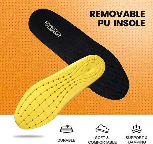 Vista 7 de Botas de trabajo para hombre, impermeables, con puntera suave, antideslizantes, cómodas, botas de trabajo de cuero